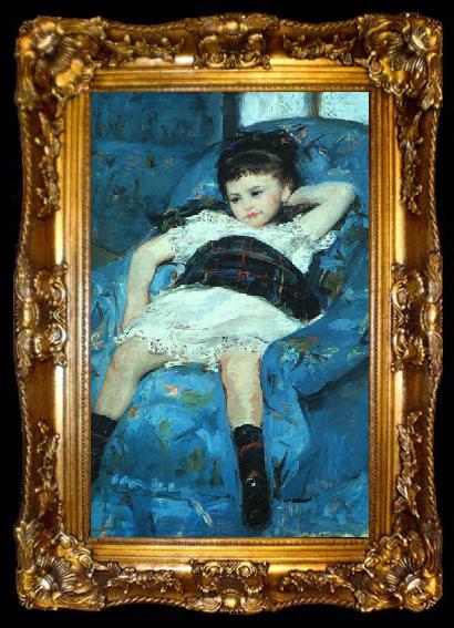 framed  Mary Cassatt Little Girl in a Blue Armchair, ta009-2